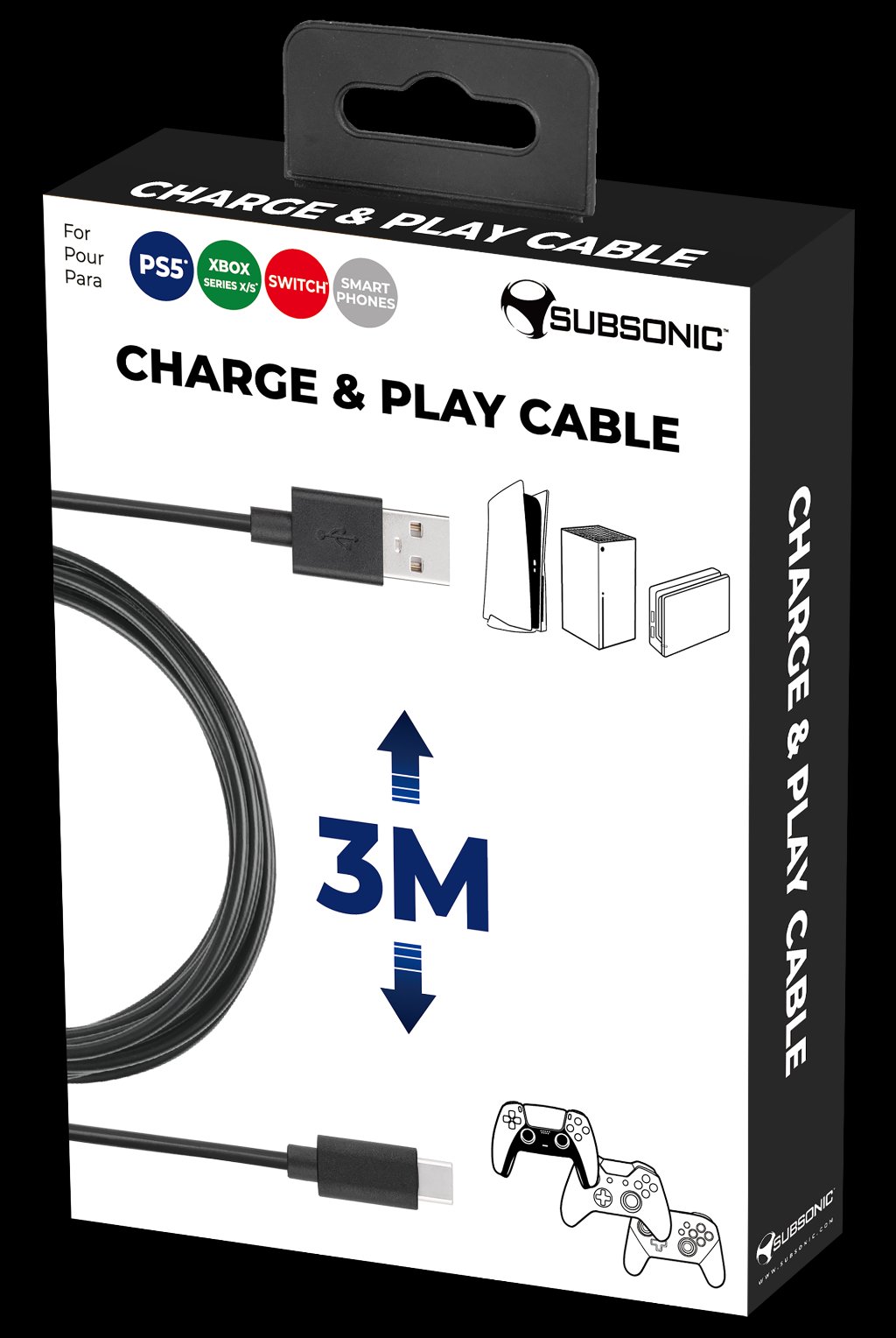 Subsonic Charge PS5, X BOX series, Switch 3 meter