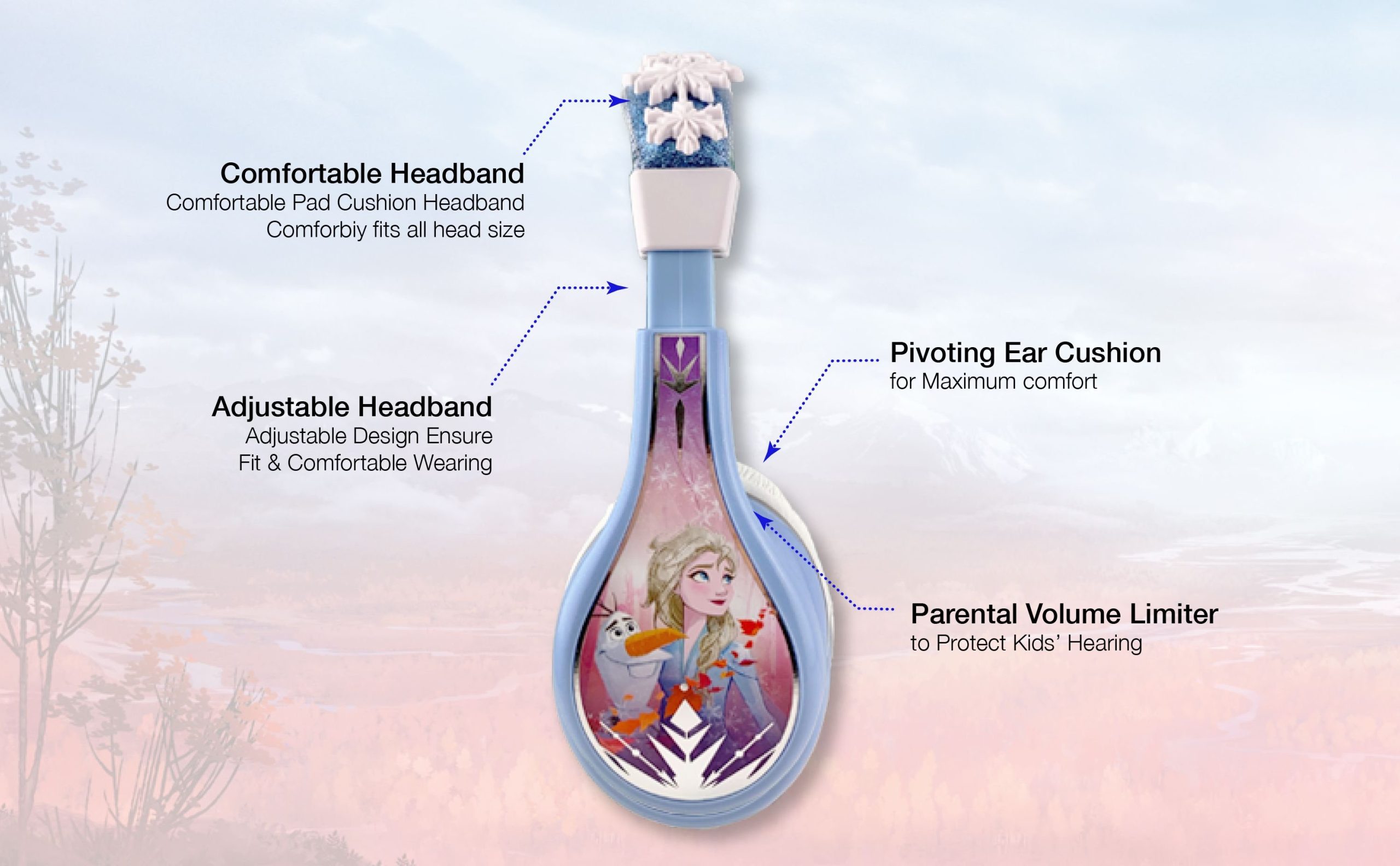 eKids - Disney Frozen II Youth Headphones for kids with Volume Control to protect hearing