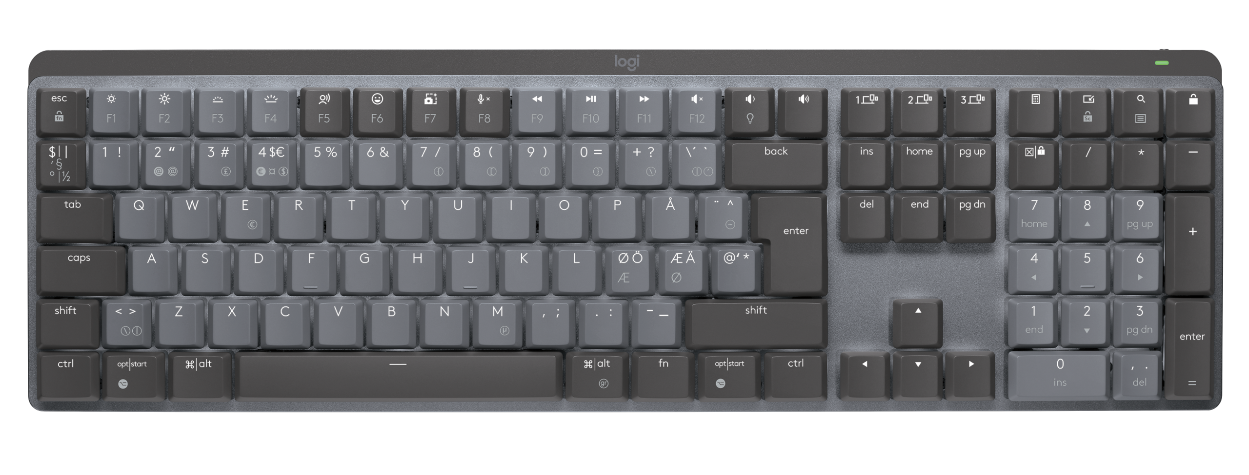 Logitech - MX Mechanical Wireless Illuminated Keyboard - Nordic - Tactile Switch