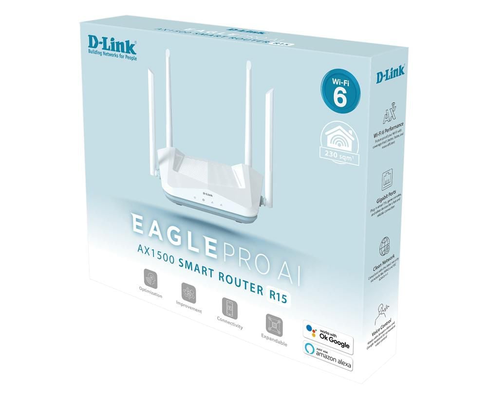D-Link - EAGLE PRO AI AX1500  Wi-Fi 6 Smart Router AX1500 R15