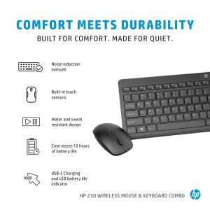 HP - 230 Wireless Desktop set, Black - Nordic