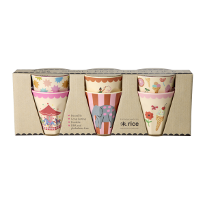 Rice - Melamine Cups with Fun Fair Prints - Pink - Small