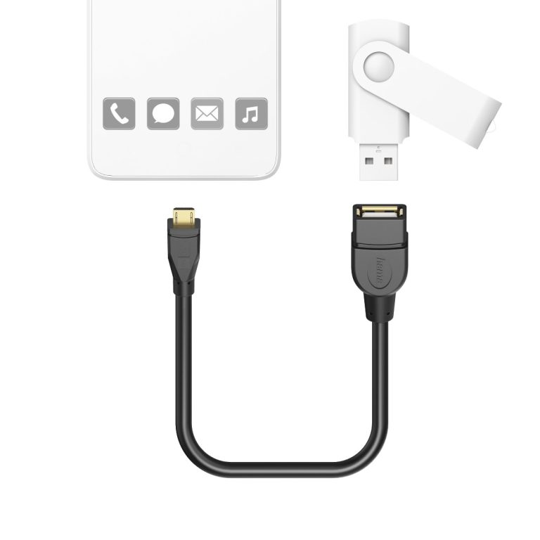 Hama 00173892 USB 2.0 Adapter Cable, OTG micro B plug – A socket 15cm black