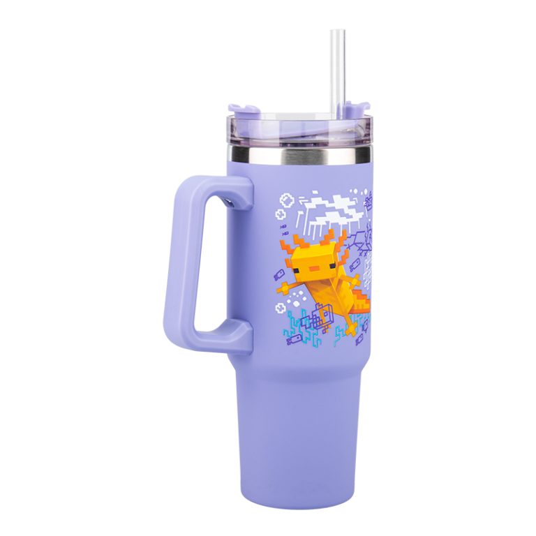 Minecraft Purple 900ml Insulated Cup and Straw