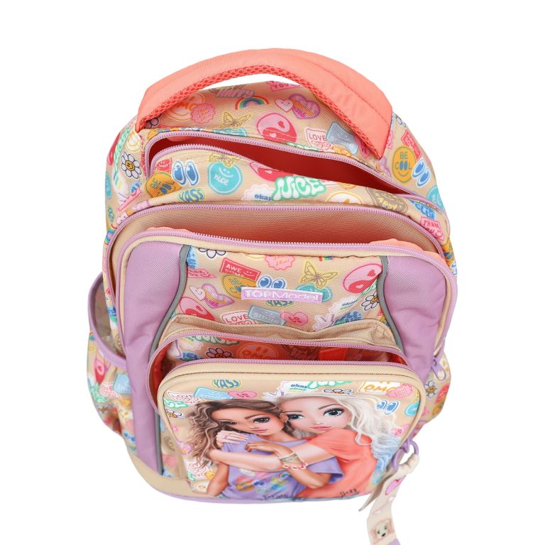 Topmodel – School Backpack GIRL POWER – Beige, Lilac, and Coral (413285)