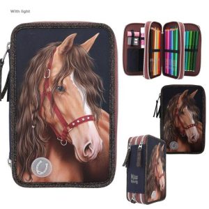Miss Melody - Triple Pencil Case LED GLITTER HORSE ( 0413190 )