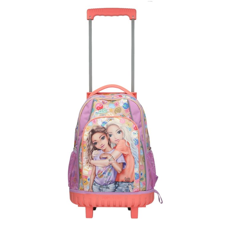 Topmodel – TOPModel School Backpack Trolley GIRL POWER – Beige, Lilac, Coral – 34x24x50 cm (413286)