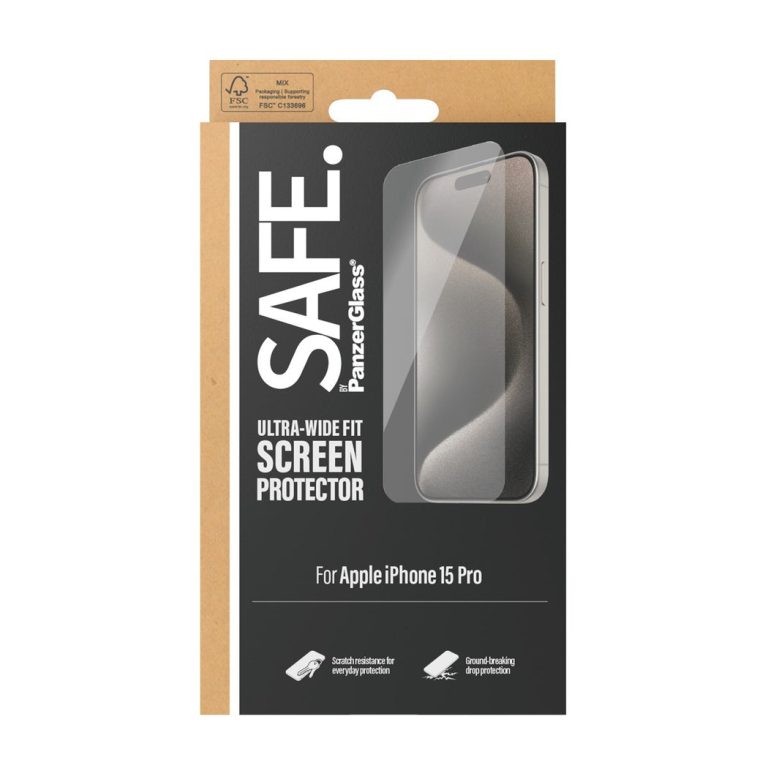 SAFE by PanzerGlass – Screen Protector – iPhone 15 Pro – Ultra-Wide Fit