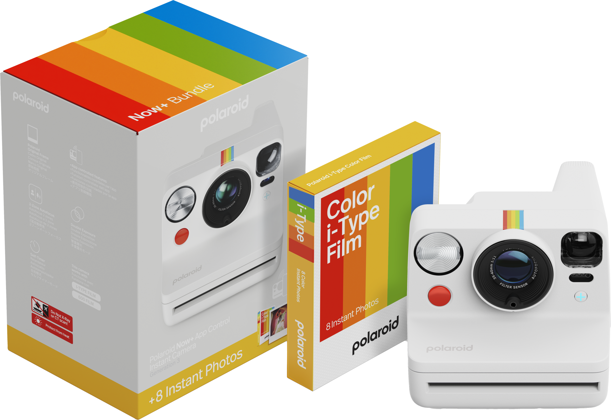Polaroid - Now+ Gen 3 White - Bundle with Color Film (8 photos)