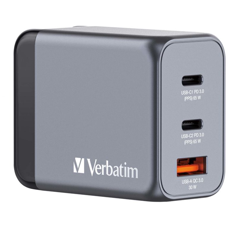 Verbatim – GNC-65 GaN Charger 3 Port 65W USB-A/USB-C