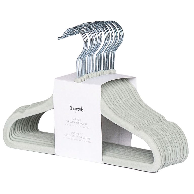 3 Sprouts – Velvet Hanger (set of 15) – Seafoam