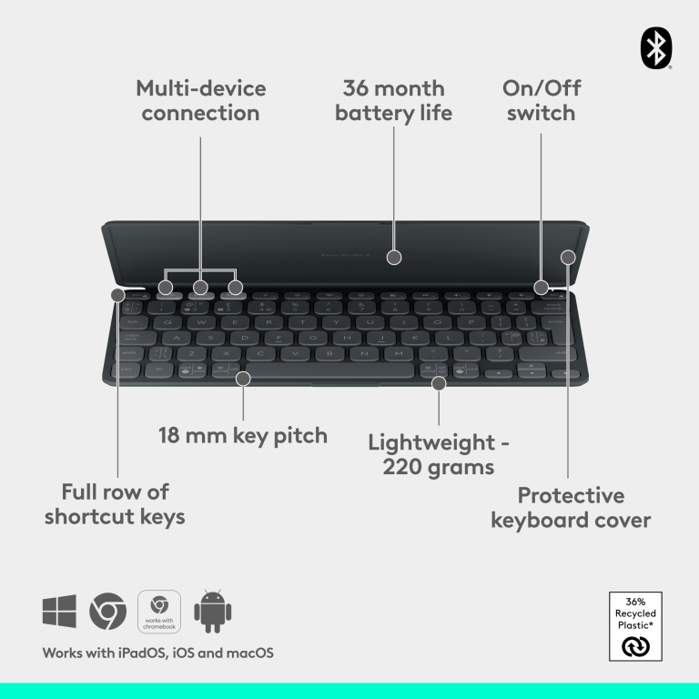 Logitech – Keys-To-Go 2 Portable Wireless Keyboard for Tablets – Nordic