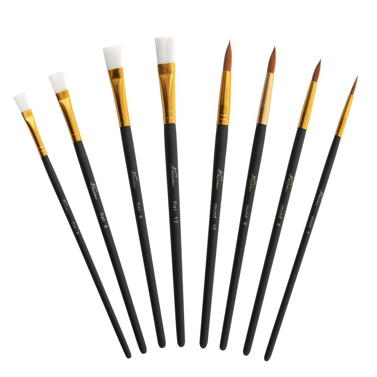 Nassau – Wooden Palette with 4 Flat and 4 Round Brushes – (K-AR0822/GE)