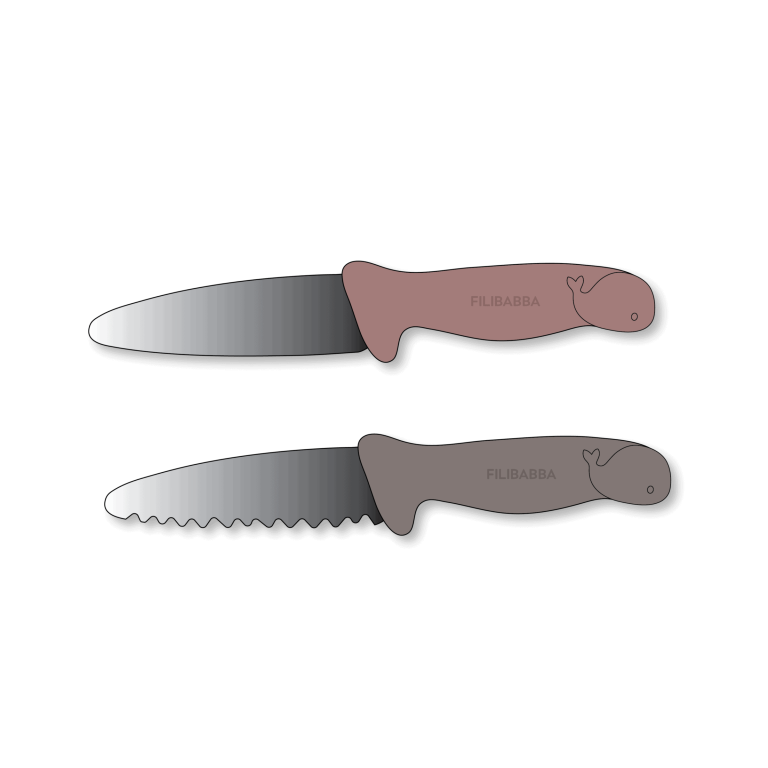 Filibabba – Beginner’s cutting knives – 2-pack – Warm Grey + Rose – (FI-03338)