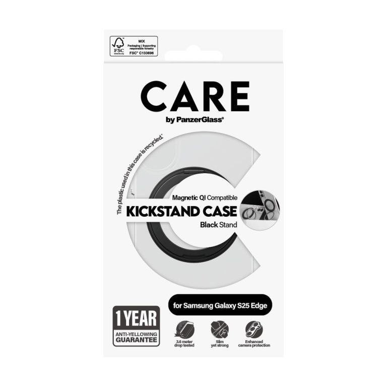 CARE by PanzerGlass – Feature Case Transparent m. Sort Kickstand & Qi Compatible Samsung S25 Edge