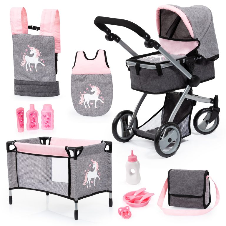 Bayer – Dolls Pram Playset – Rosa / Grey (18333AC)