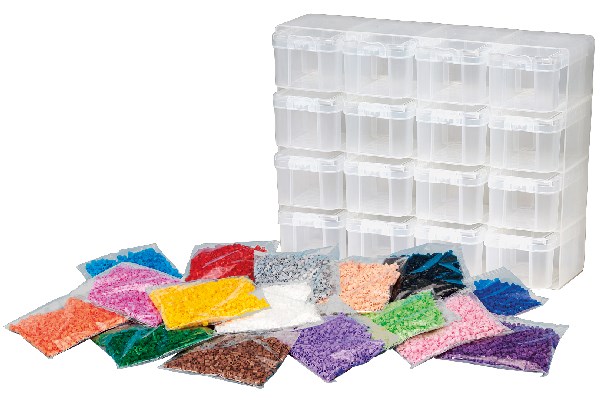 Hama  - Beads - Large Storage box w/ Midi beads & 16 compartments (6761)