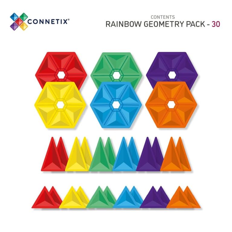 Connetix – Rainbow Geometry Pack 30 Pieces – (CT-R-00030-GE)