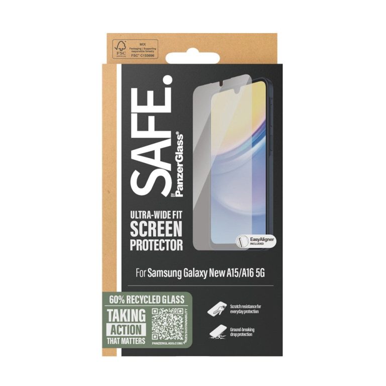 SAFE by PanzerGlass – Screen Protector – Samsung New A15/A16 5G – Ultra-Wide Fit