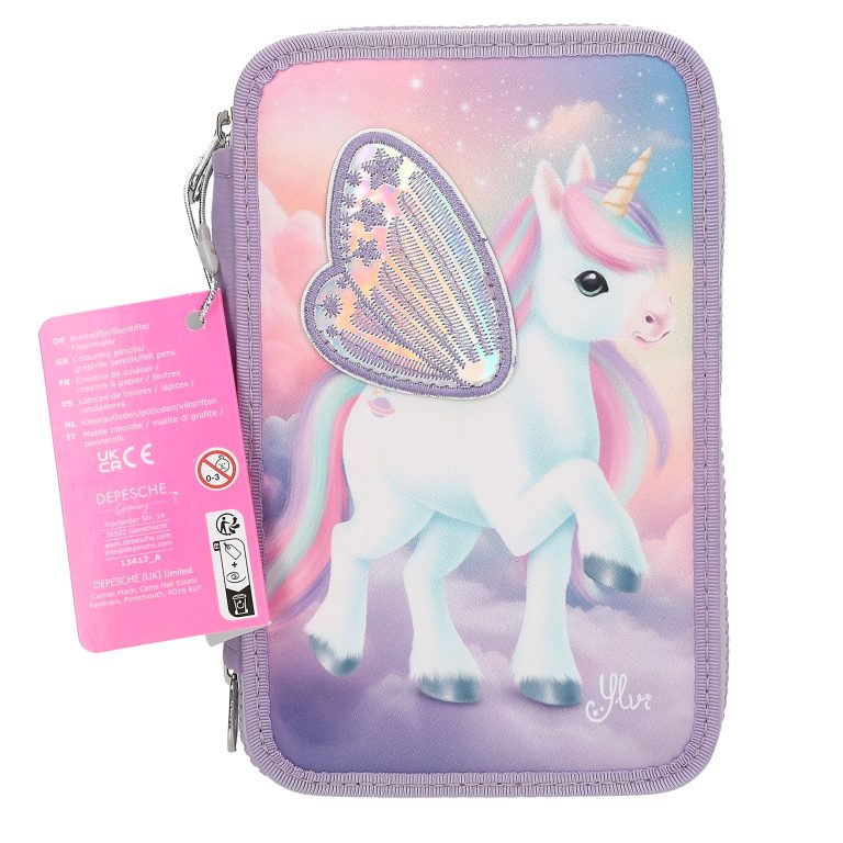 Ylvi – Triple Pencil Case With Appliquéd Wing – (0413417)