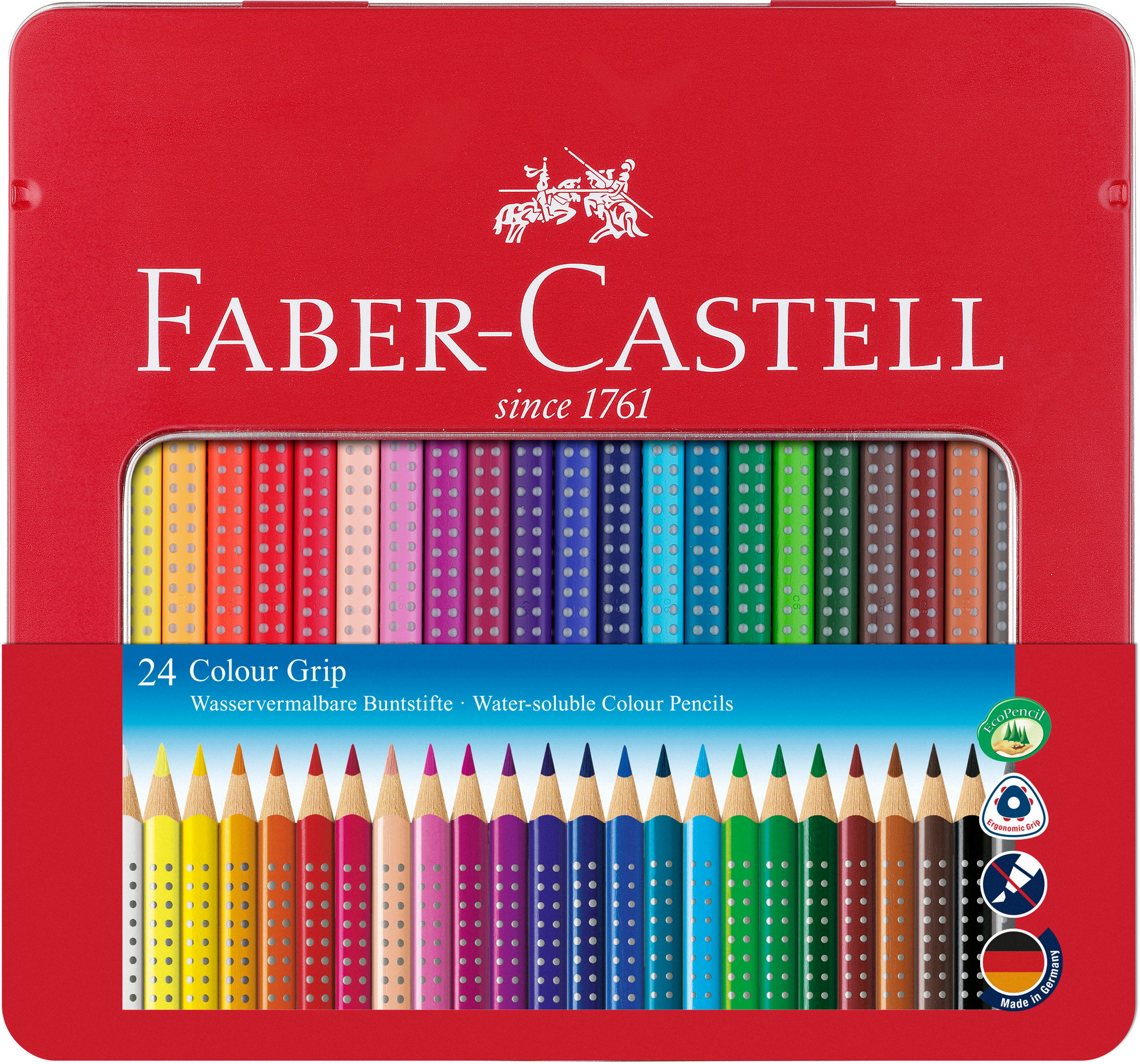 Faber-Castell - Coloured pencil Colour Grip tin of 24 (112423)
