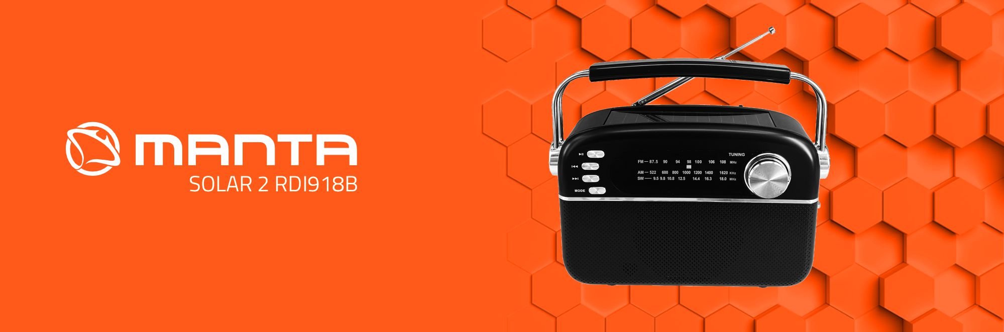 Manta - FM/AW/SW portable radio with solar panel