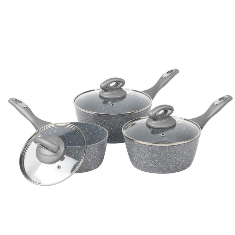 Salter BW02986G1EU7 Marblestone 3-Piece Saucepan Set – 16/18/20cm