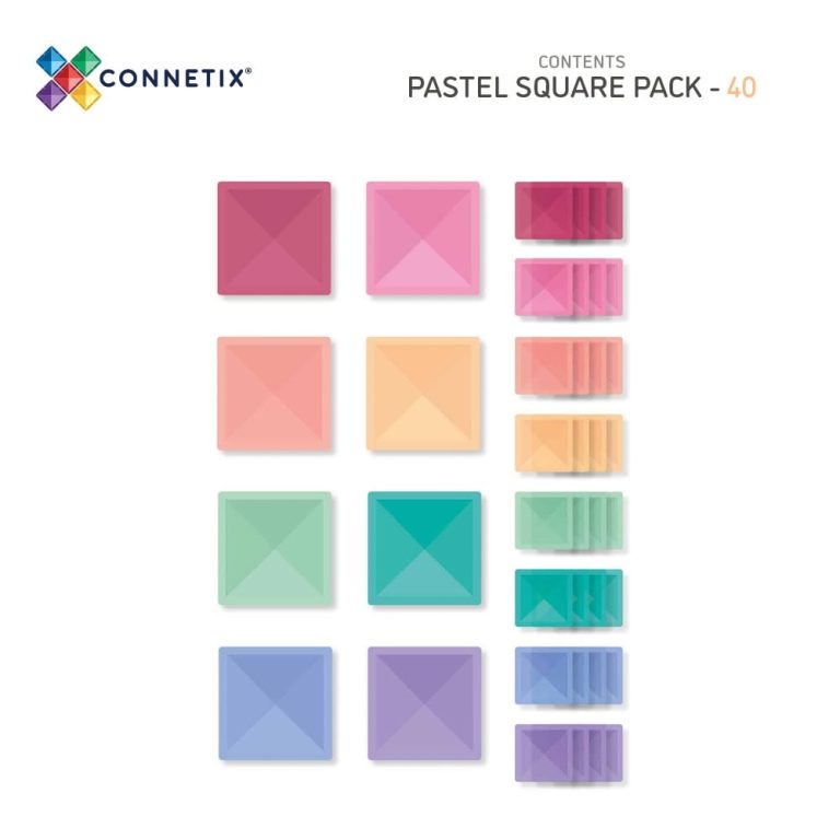 Connetix – Pastel Square Pack 40 Pieces (CT-P-00040-SQ)