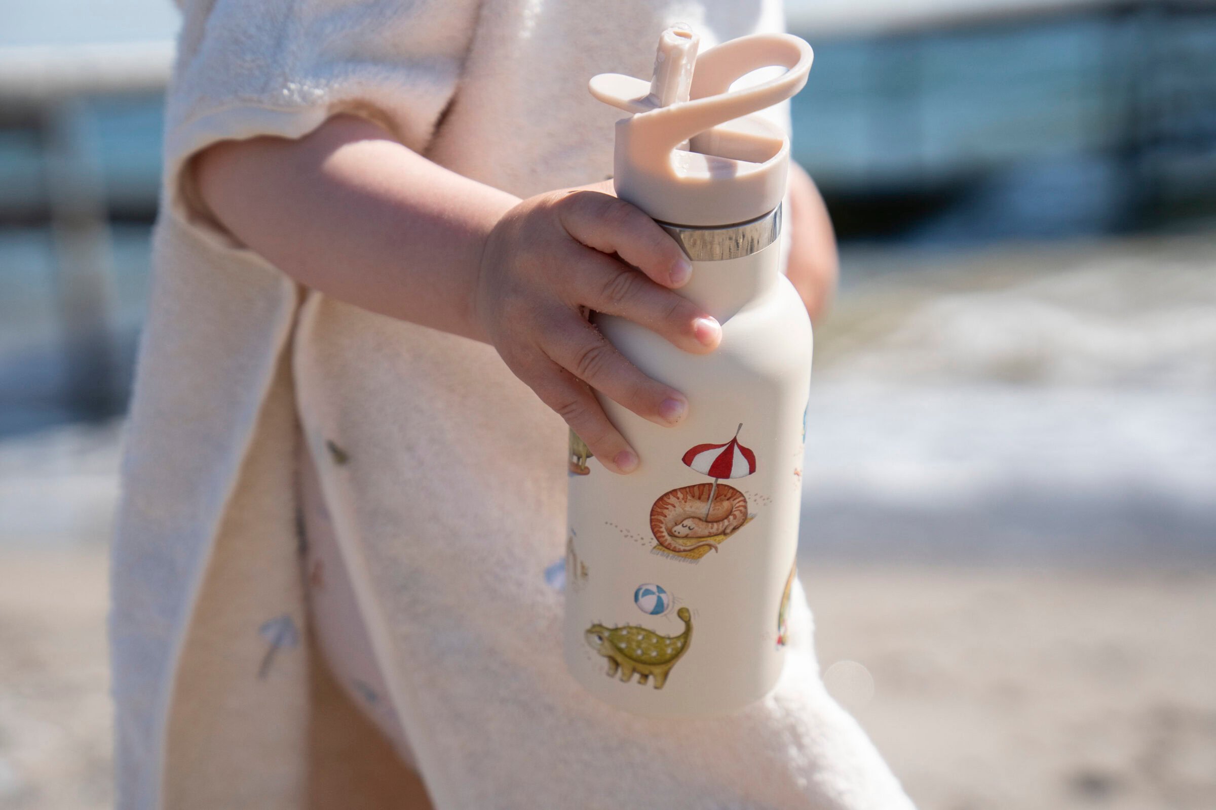 Filibabba - Stainless steel water bottle - Dino Beach - Beige - 6-60 m (FI-03589)