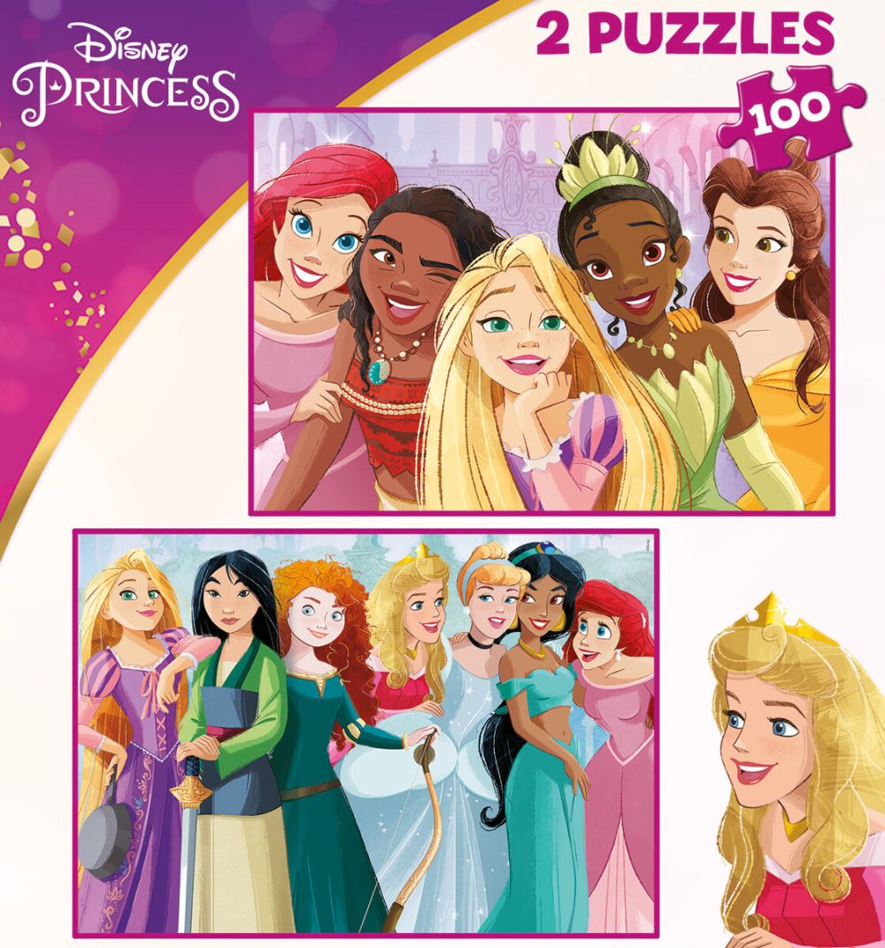 Educa - 2x100 Disney Princess 2 Puzzles Wood (80-19298)