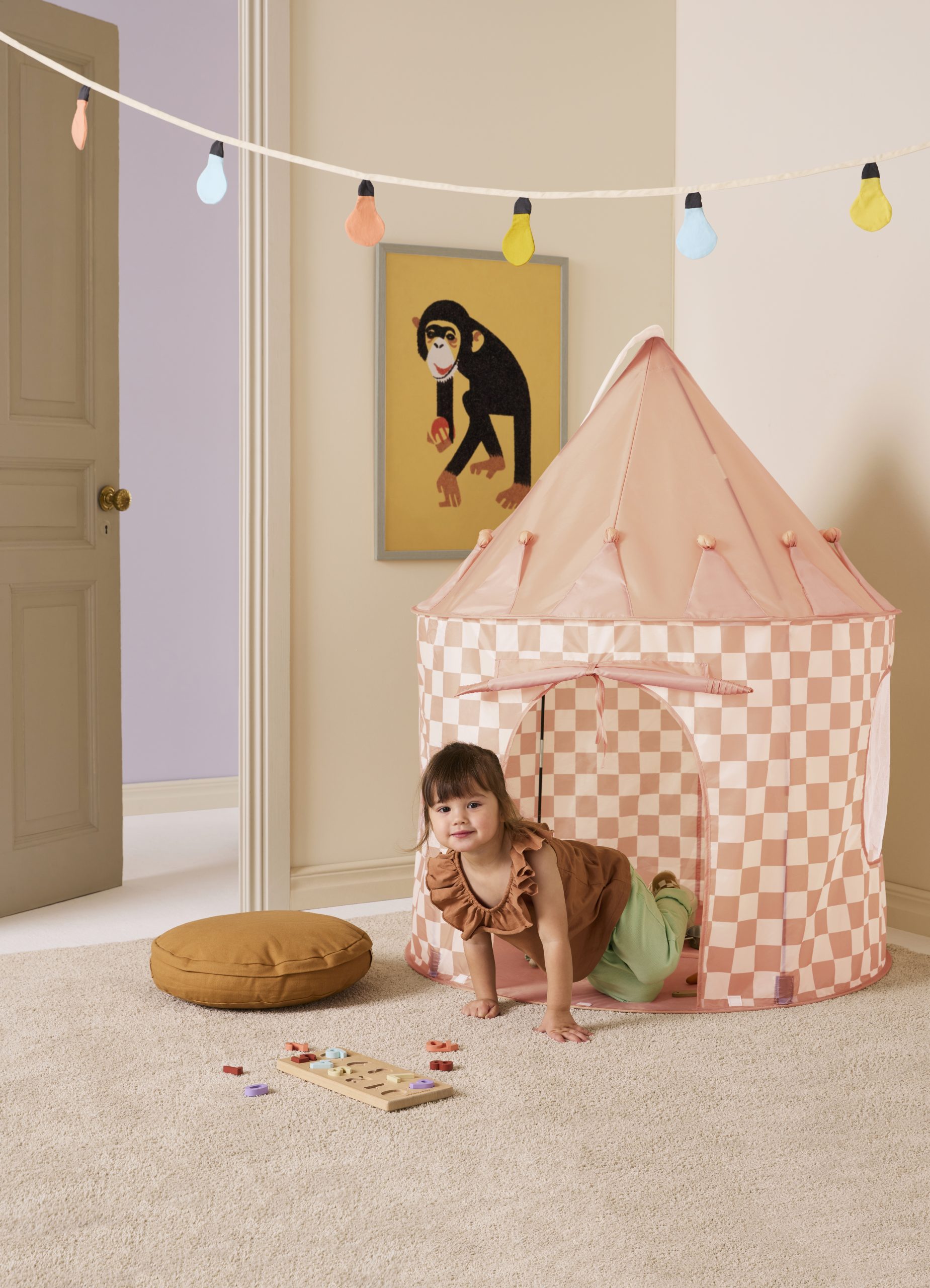 Stars - Play Tent Check Apricot - (1000928)