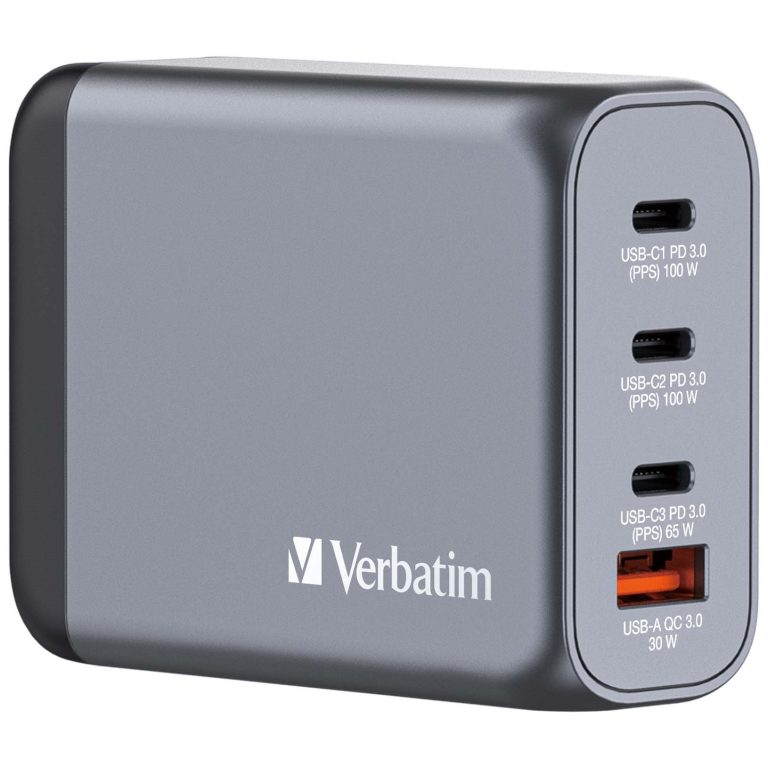 Verbatim – GNC-100 GaN Charger 4 Port 100W USB-A/USB-C