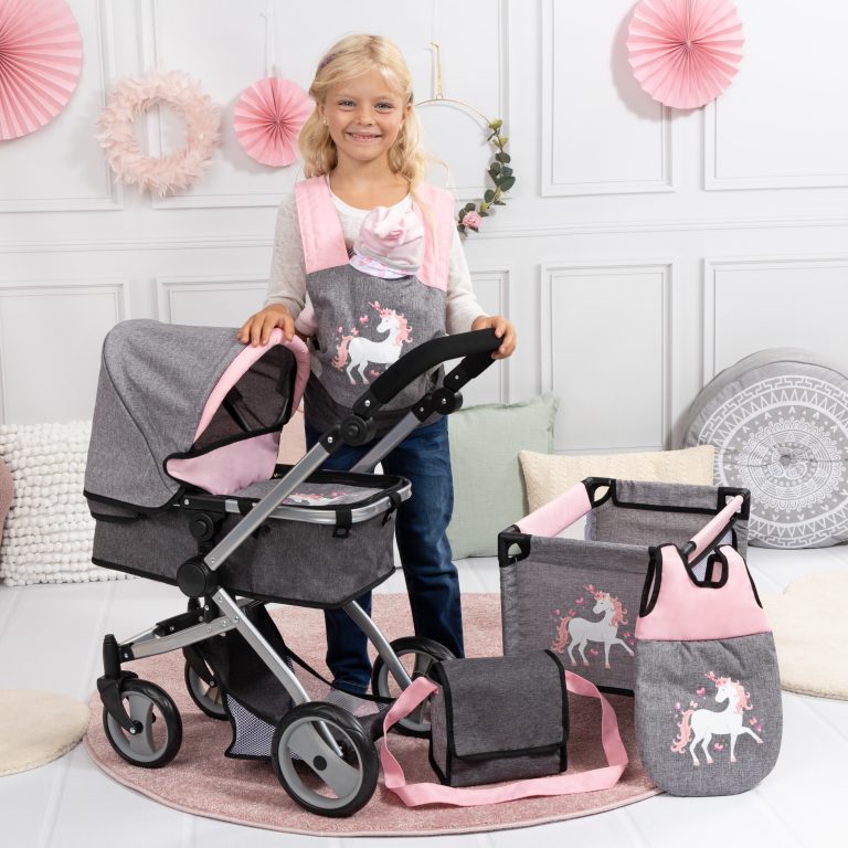 Bayer – Dolls Pram Playset – Rosa / Grey (18333AC)