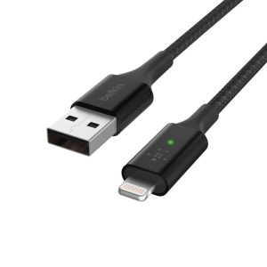 Belkin - Smart LED USB-A to Lightning Cable, Black