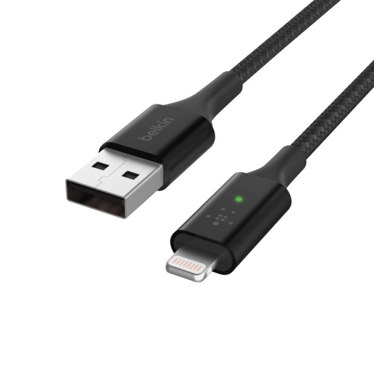 Belkin – Smart LED USB-A to Lightning Cable, Black