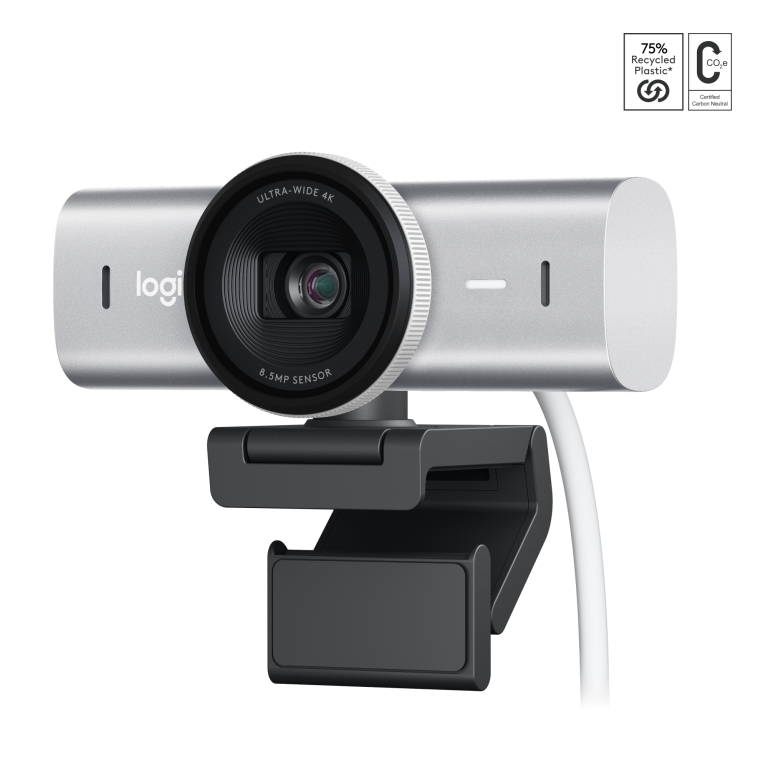 Logitech – MX Brio Ultra HD 4K Collaboration and Streaming Webcam – Pale Grey