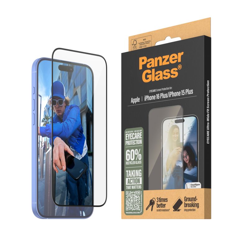 PanzerGlass – EyeCare Screen Protection – iPhone 16 Plus – Ultra Wide Fit