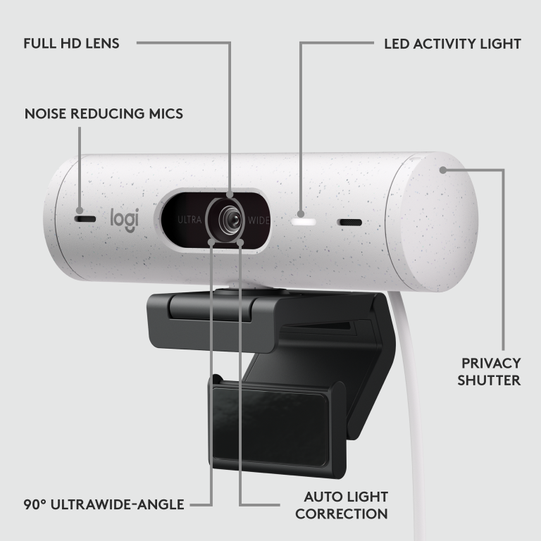 Logitech – Brio 500 Full HD Webcam USB-C OFF-WHITE