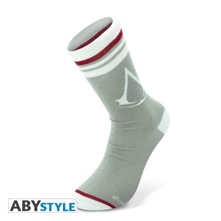 ASSASSIN’S CREED – Socks- Grey – White – “Crest”