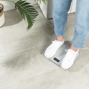 Salter 9207 WHCFEU12 Compact Glass Electronic Bathroom Scale, White