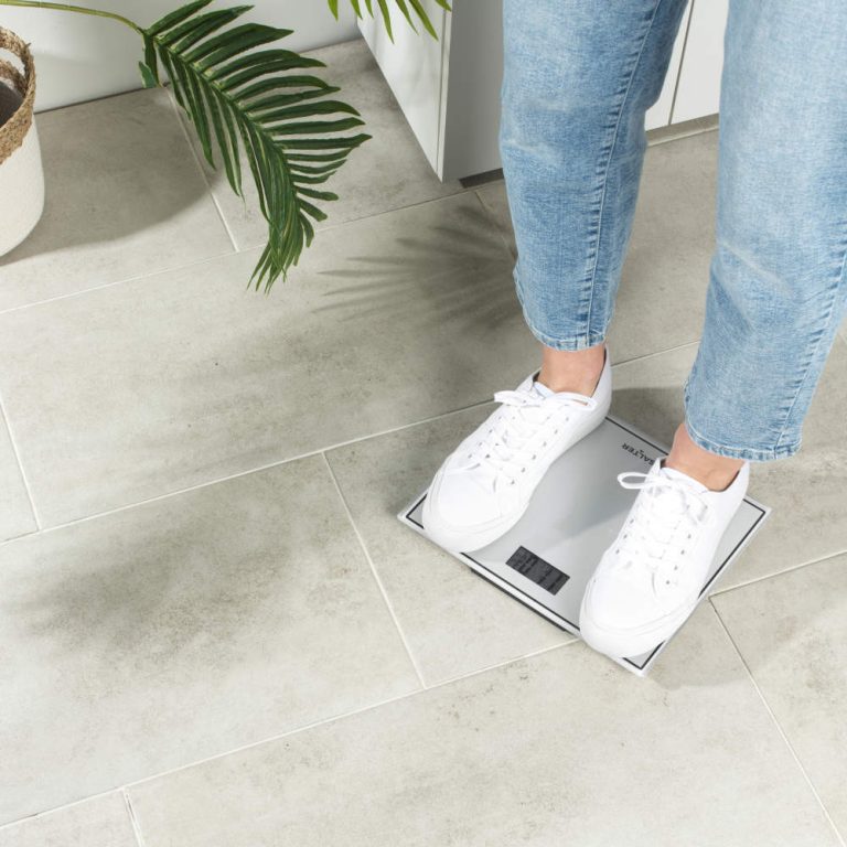 Salter 9207 WHCFEU12 Compact Glass Electronic Bathroom Scale, White