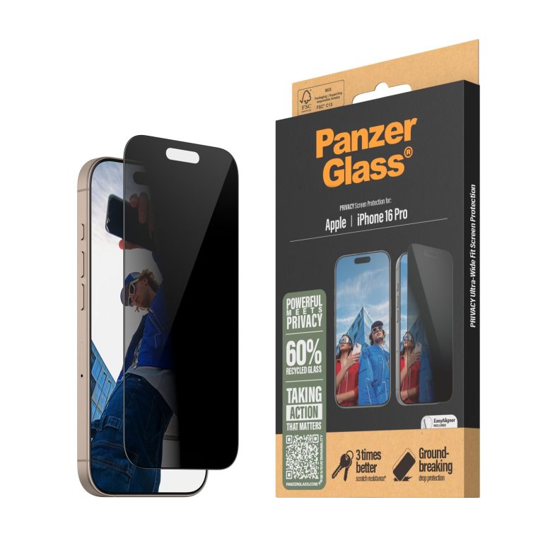PanzerGlass – Screen Protection Privacy – iPhone 16 Pro – Ultra Wide Fit
