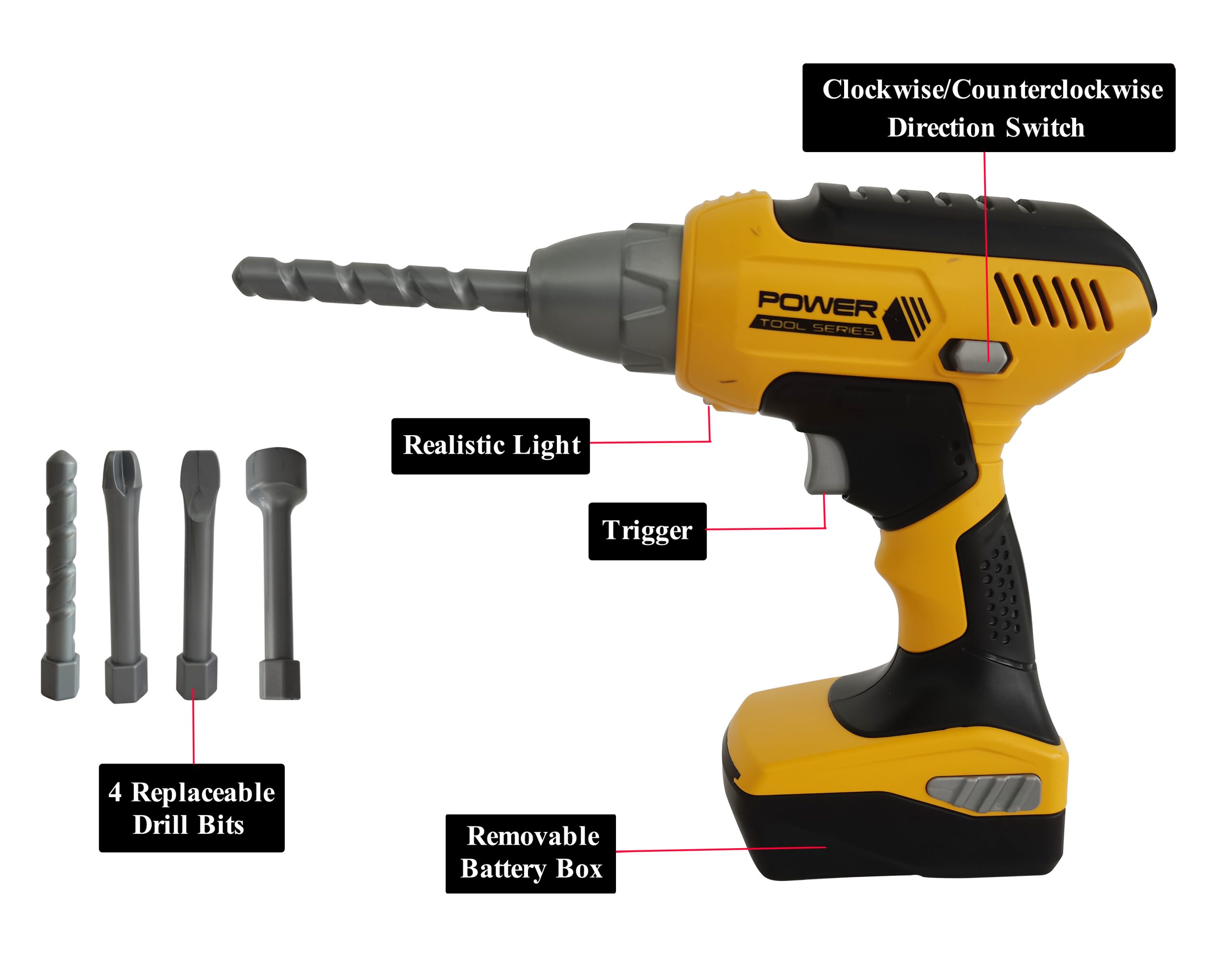 POWER X - Construction Tools 21 pcs w/ Storage Bag and B/O Drill (20358)