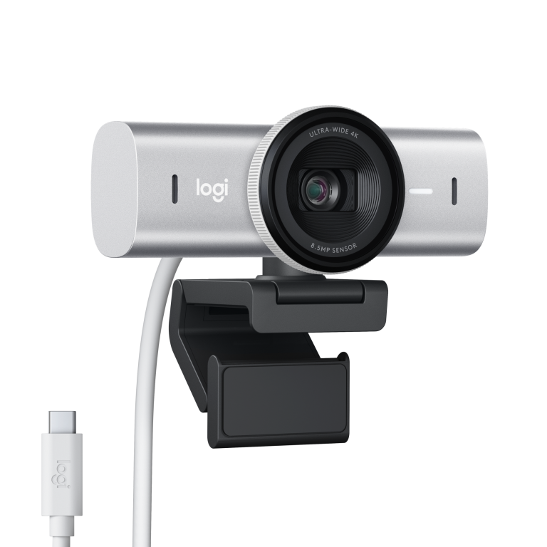Logitech – MX Brio Ultra HD 4K Collaboration and Streaming Webcam – Pale Grey
