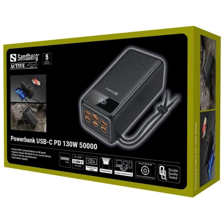 Sandberg – Powerbank USB-C PD 130W 50.000 mAh