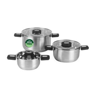 Salter BW14354 Stack-In Stainless Steel 3 Piece (16/22/24 cm) Stockpot Set