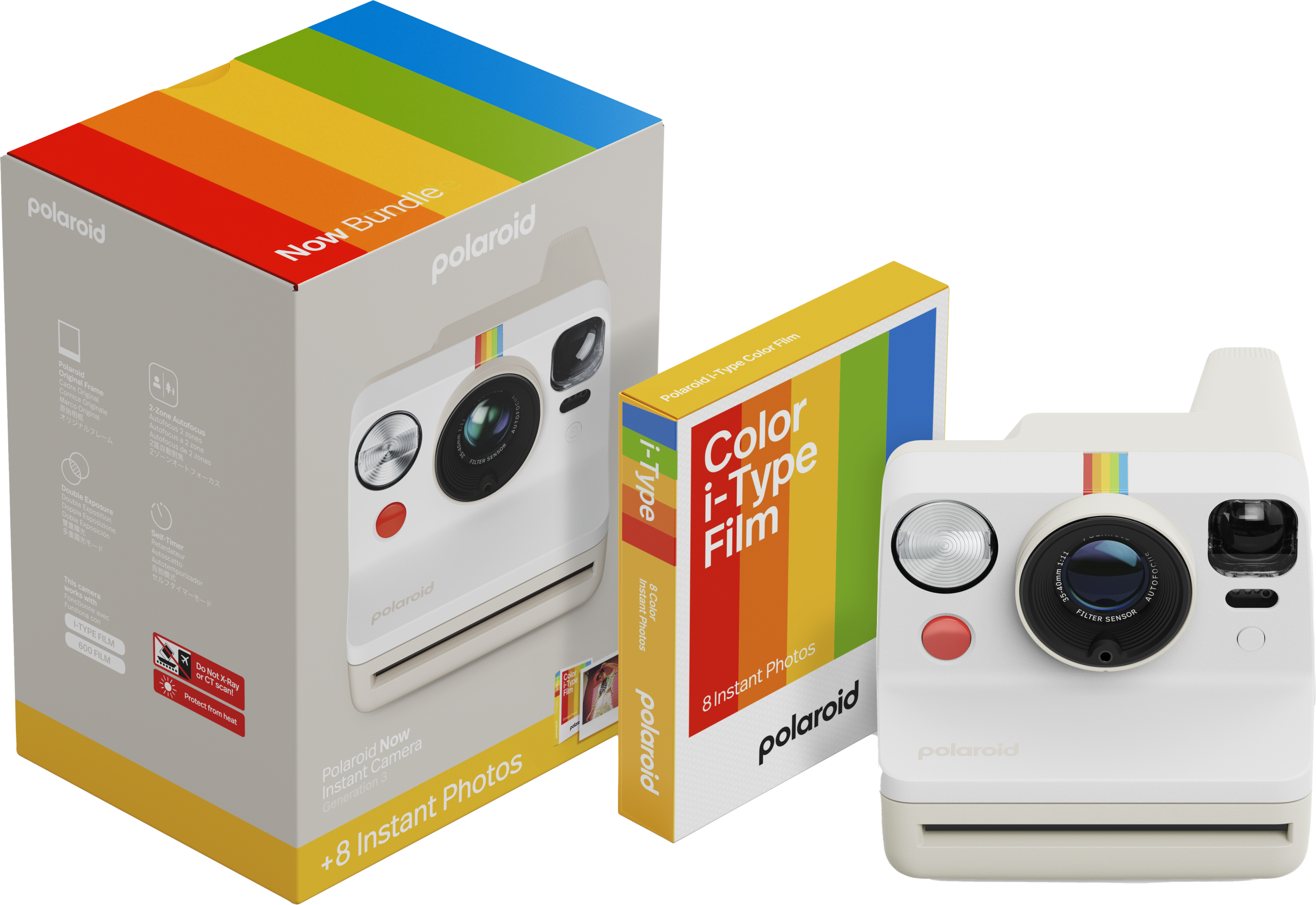 Polaroid - Now Gen 3 Pebble White - bundle with Color Film (8 photos)