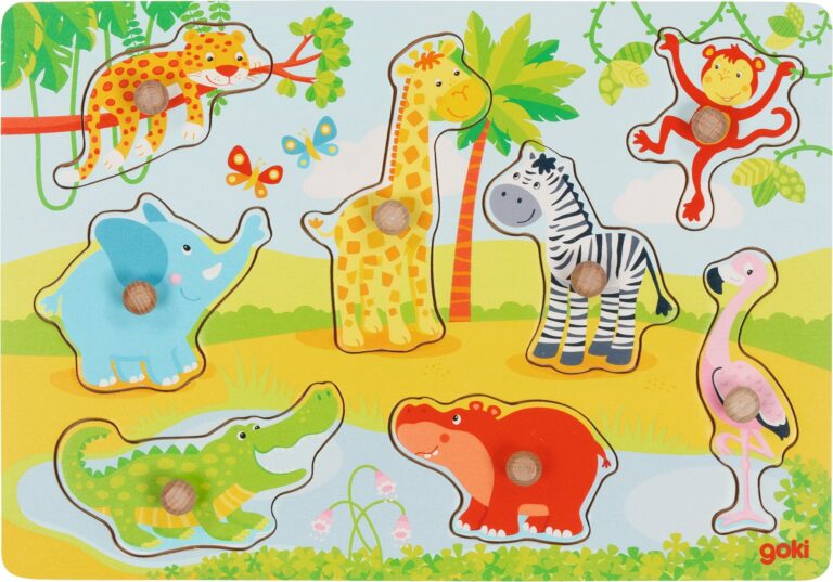 GOKI – African baby animals, Lift out puzzle – (57397)