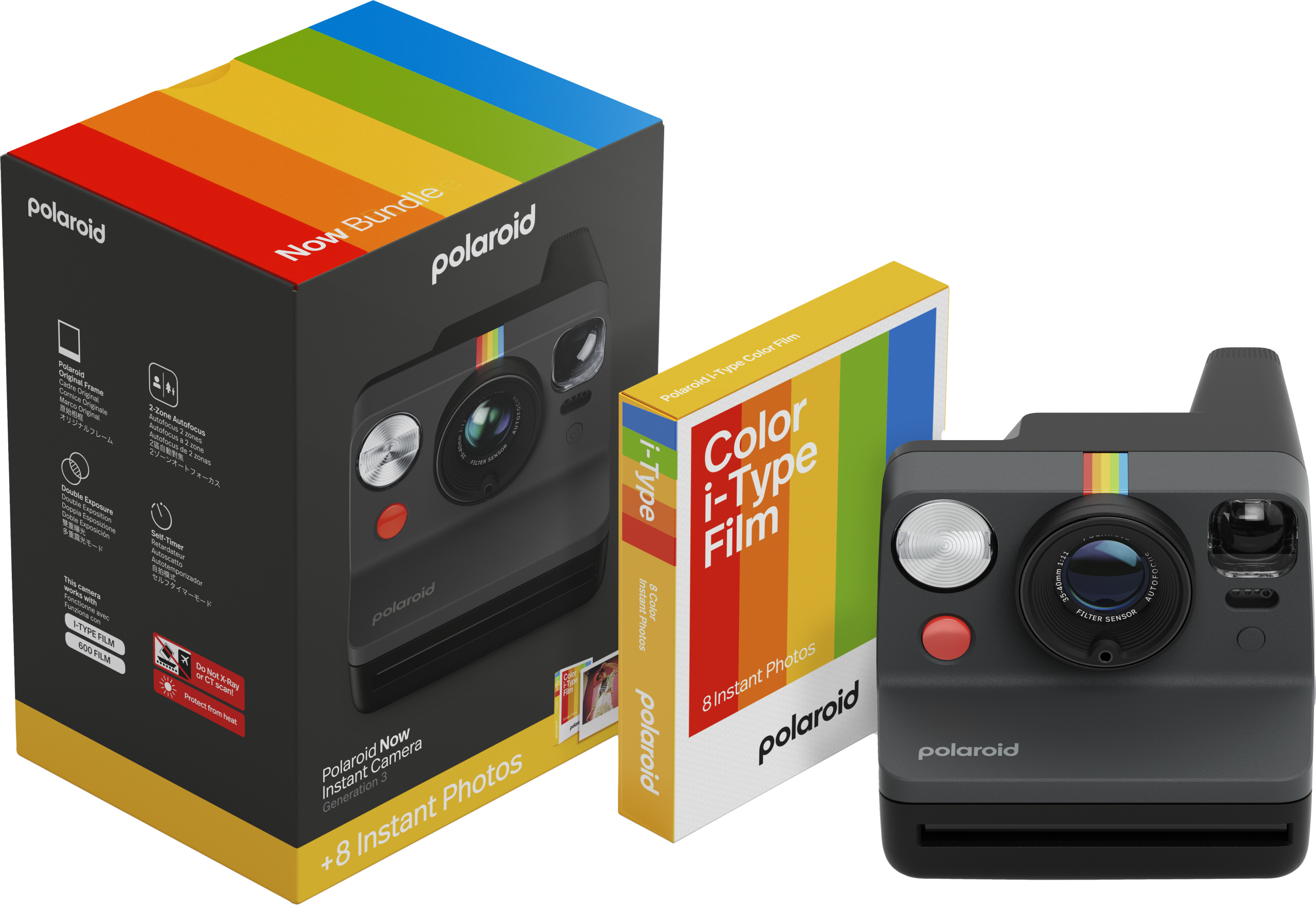 Polaroid - Now Gen 3 Black - Bundle with Color Film (8 photos)