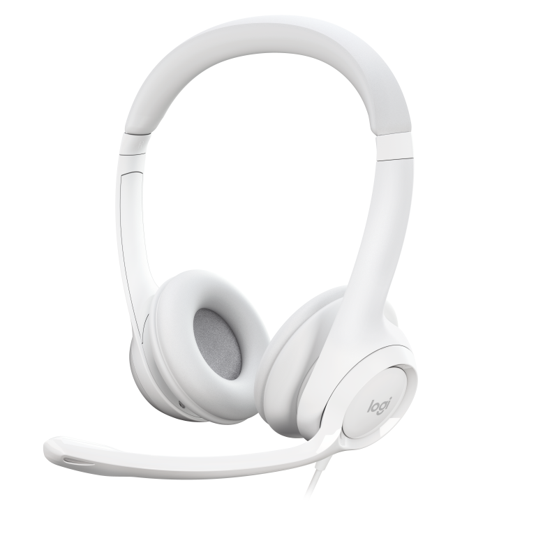 Logitech – H390 Wired Headset for PC/Laptop, Stereo Headphones with Noise Cancelling Microphone, USB-A WHITE